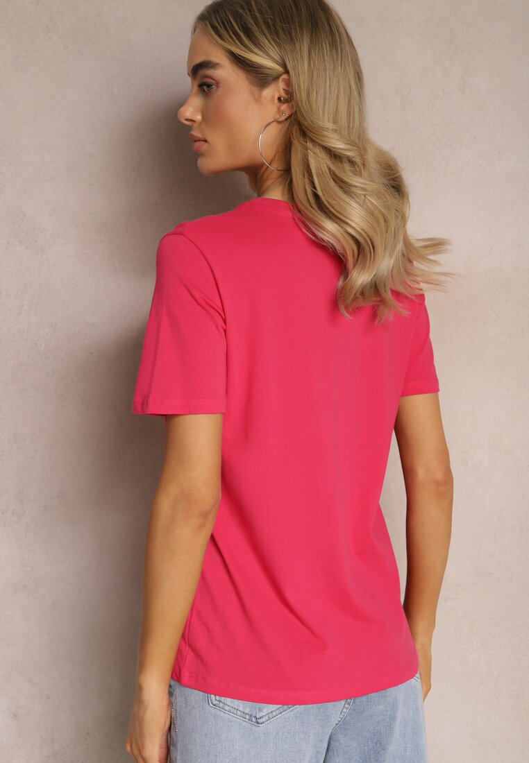 Różowy Klasyczny T-shirt z Bawełny Knautia