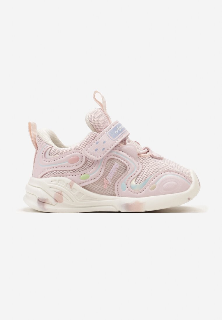 Różowe Buty Sportowe Sneakersy Ozdobione Napisami Fibozia