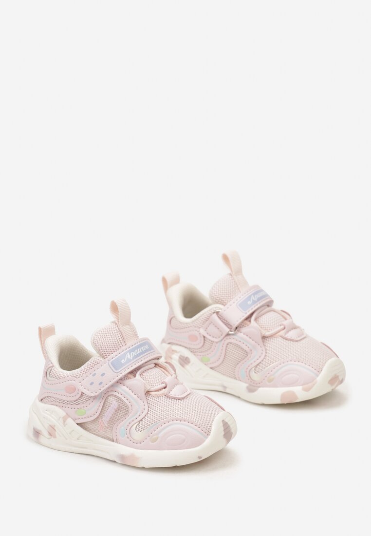 Różowe Buty Sportowe Sneakersy Ozdobione Napisami Fibozia