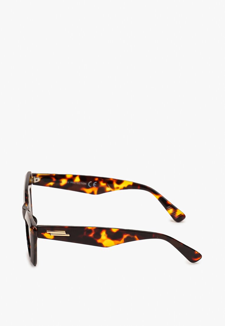 Ciemnobrązowe Okulary Przeciwsłoneczne o Fasonie Kociego Oka z Grubymi Oprawkami Caralle