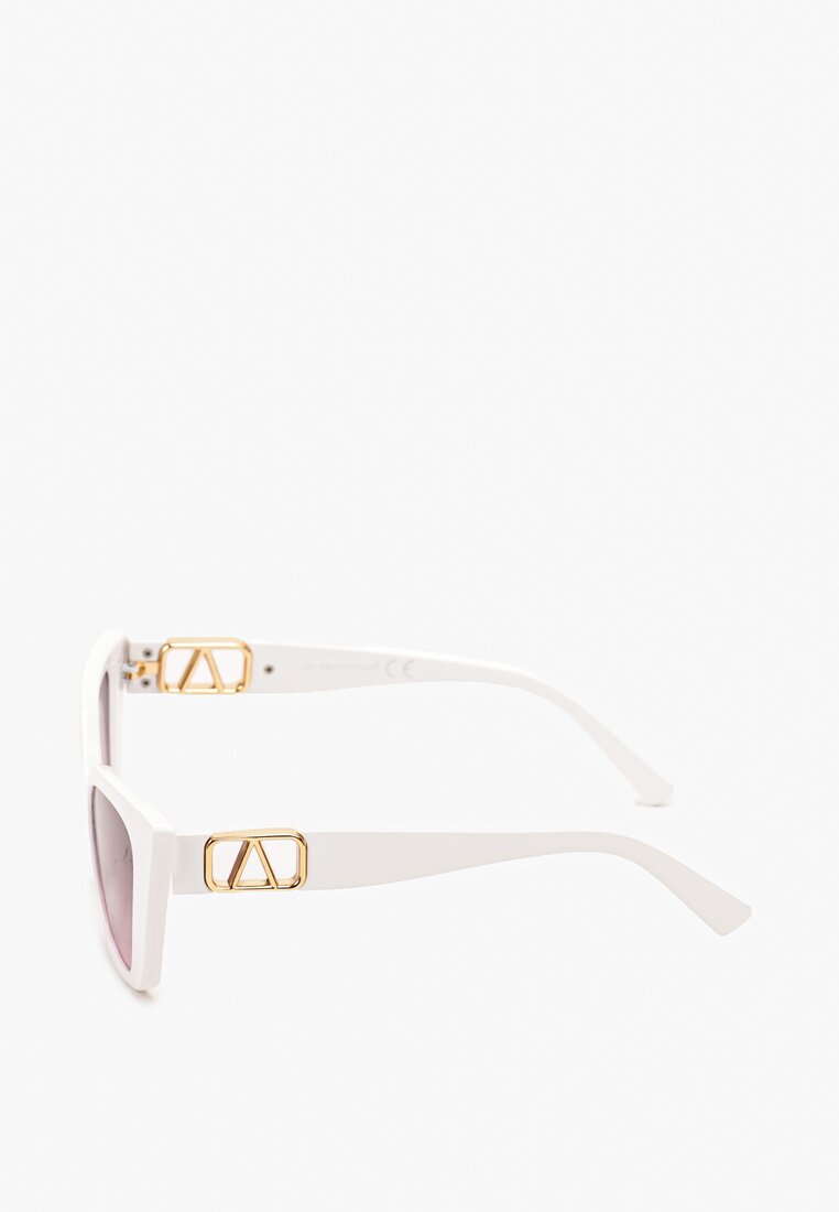 Białe Przeciwsłoneczne Okulary z Modną Oprawką Kocie Oczy Zephirana
