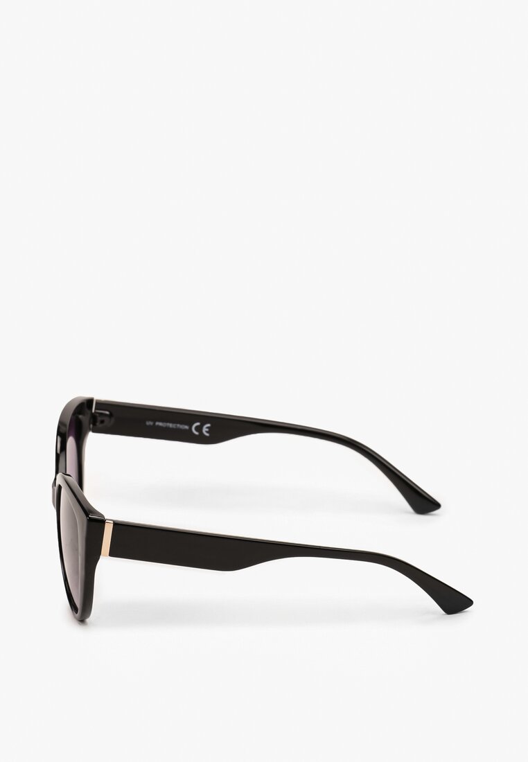 Czarne Szerokie Okulary Przeciwsłoneczne z Oprawką Kocie Oczy Nagarria