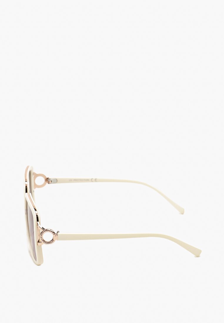 Białe Okulary Przeciwsłoneczne z Kwadratową Oprawką Poppio