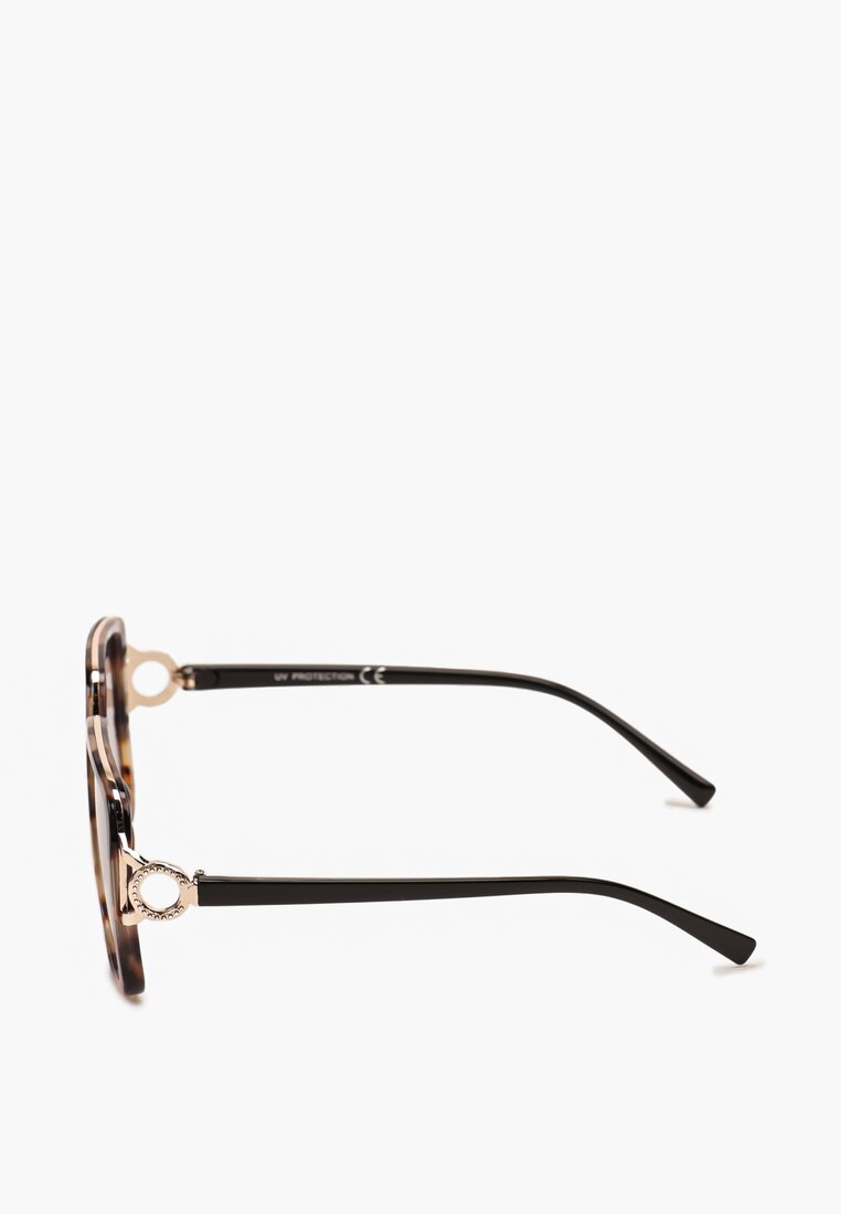 Beżowe Okulary Przeciwsłoneczne z Kwadratową Oprawką Poppio