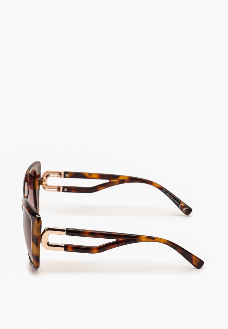 Brązowe Klasyczne Okulary Przeciwsłoneczne z Ozdobnymi Zausznikami Fiaxa