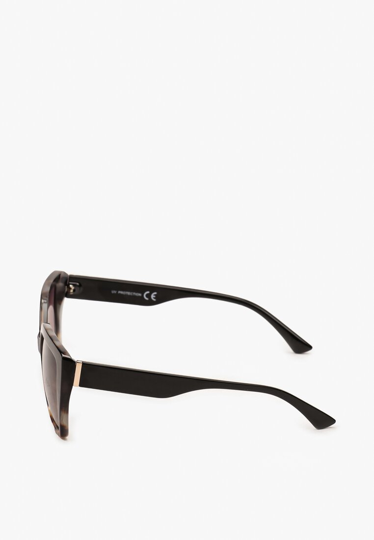 Czarno-Beżowe Duże Okulary Przeciwsłoneczne Typu Kocie Oko z Filtrem UV Vunirra