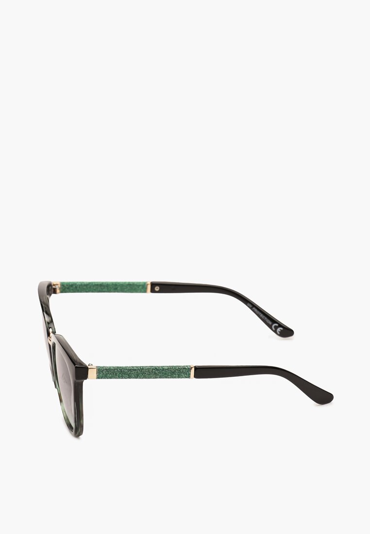 Zielono-Czarne Przeciwsłoneczne Okulary z Szerokimi Oprawkami Patrona
