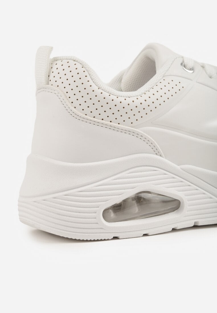 Białe Klasyczne Sneakersy z Amortyzowaną Podeszwą i Perforacją Faunama