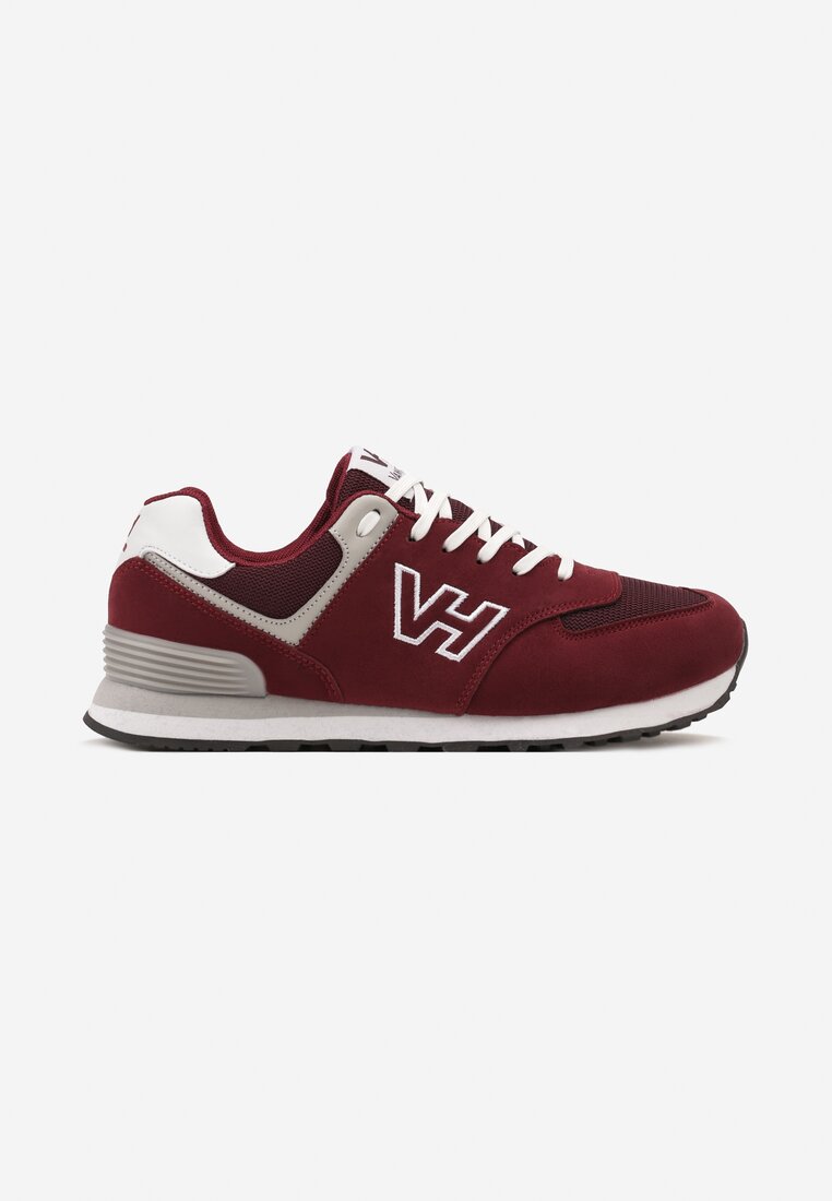 Bordowe Buty Sportowe z Imitacji Zamszu z Naszywką Lysadna