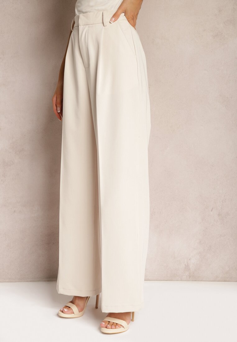Bej deschis Pantaloni largi High Waist Seraphella