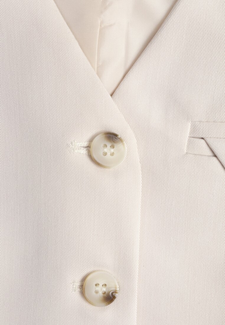 Beżowa Kamizelka w Stylu Garniturowym z Imitacją Kieszonek Odinen