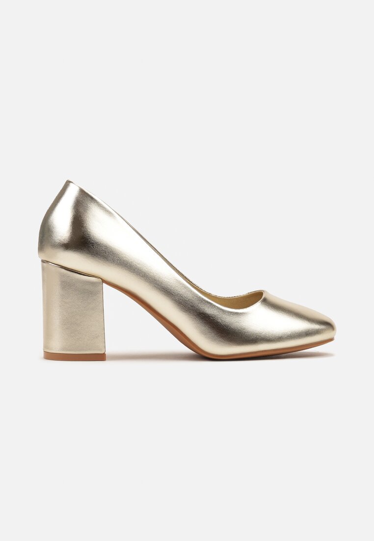 Pantofi Clasici Aurii cu Toc Mogha de la Renee.com.ro