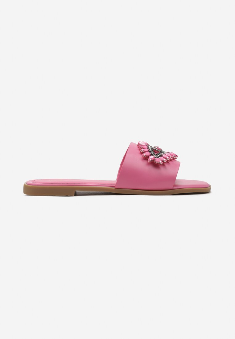 Papuci fucsia cu bareta decorată cu zirconiu Aisline