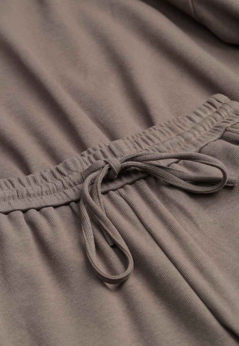 Set Verde Închis din Bumbac Bluză Scurtă cu Elastic și Pantaloni Largi cu Șnur în Talie Rionnea