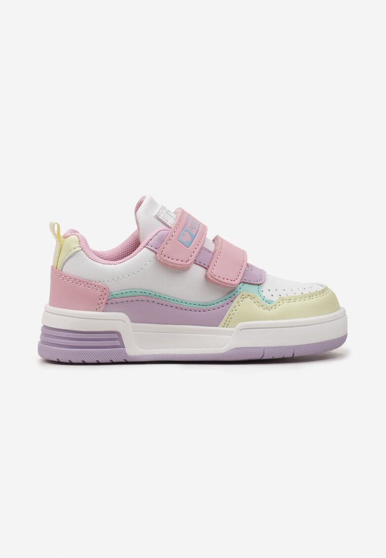 Różowo-Fioletowe Buty Sportowe Sneakersy na Platformie z Tłoczeniem na Rzep Tetiala