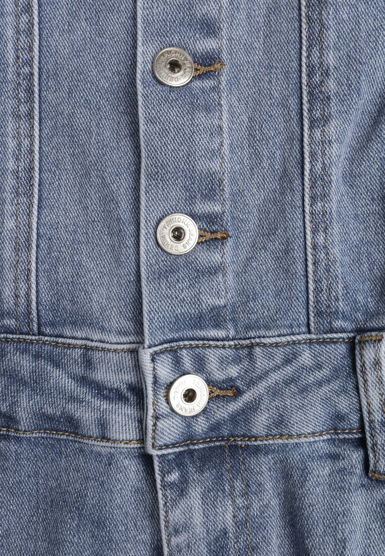 Salopeta din denim albastru cu picioare drepte bretele Naslwen