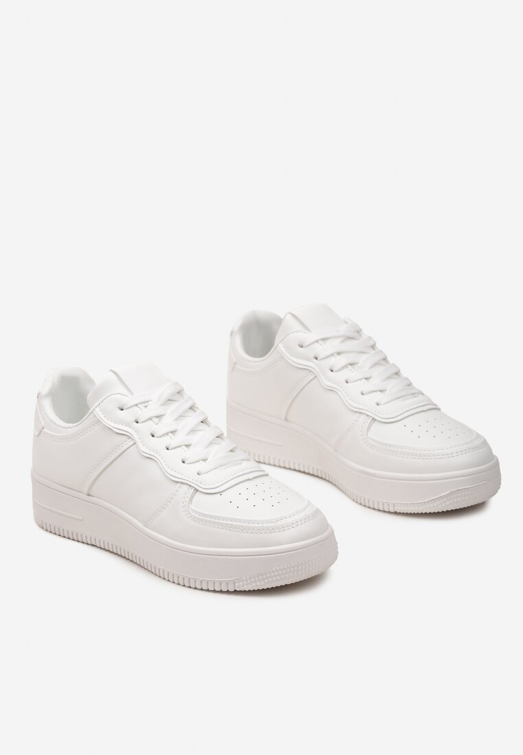 Sneakerși Albi Înnălțați cu Talpă Groasă și Perforată Loeda