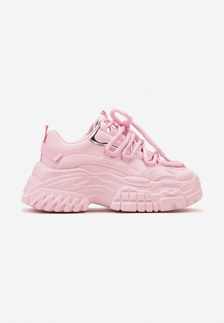 Sneakers Roz Lasandre cu Platforma Joasa si Sireturi Groase
