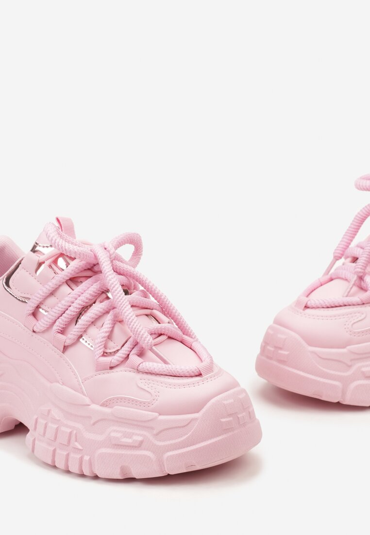 Sneakers Roz Lasandre cu Platforma Joasa si Sireturi Groase