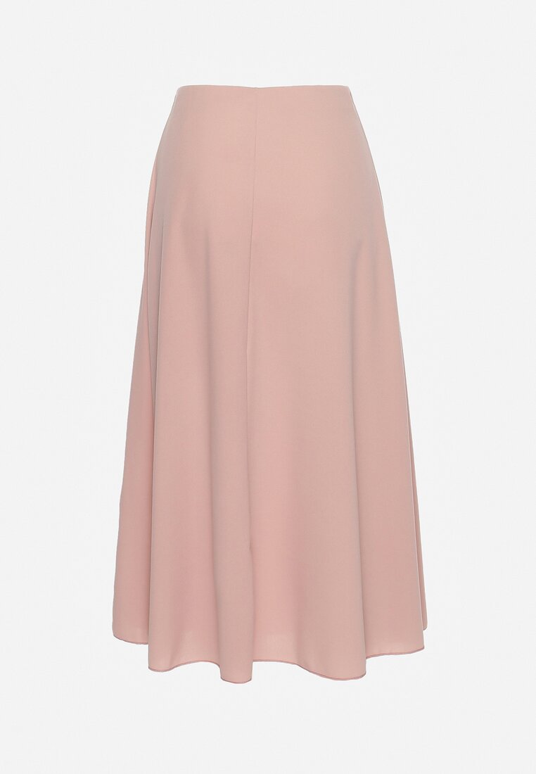 Fustă Midi Roz Deschis Cloșată cu Design Clasic Namettia