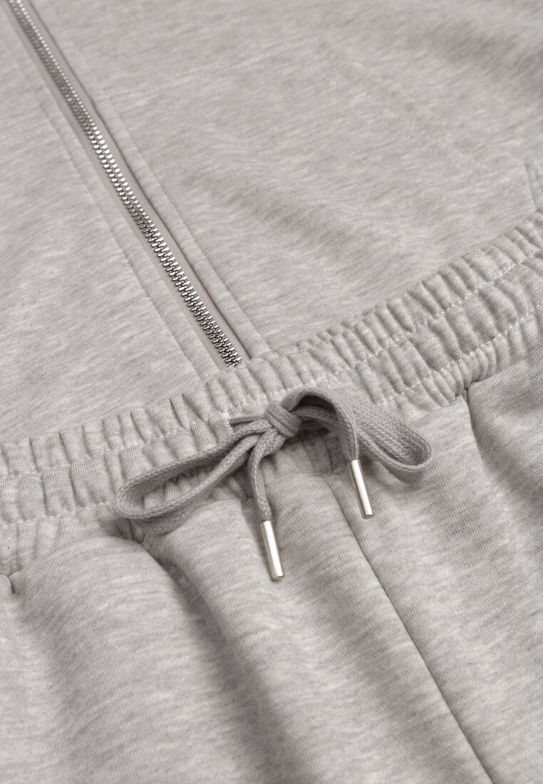 Set complet trening gri deschis din bumbac pantaloni evazați și hanorac cu glugă Auim