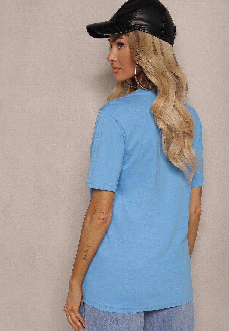 Tricou Albastru Deschis din Bumbac cu Croială Clasică Wasella