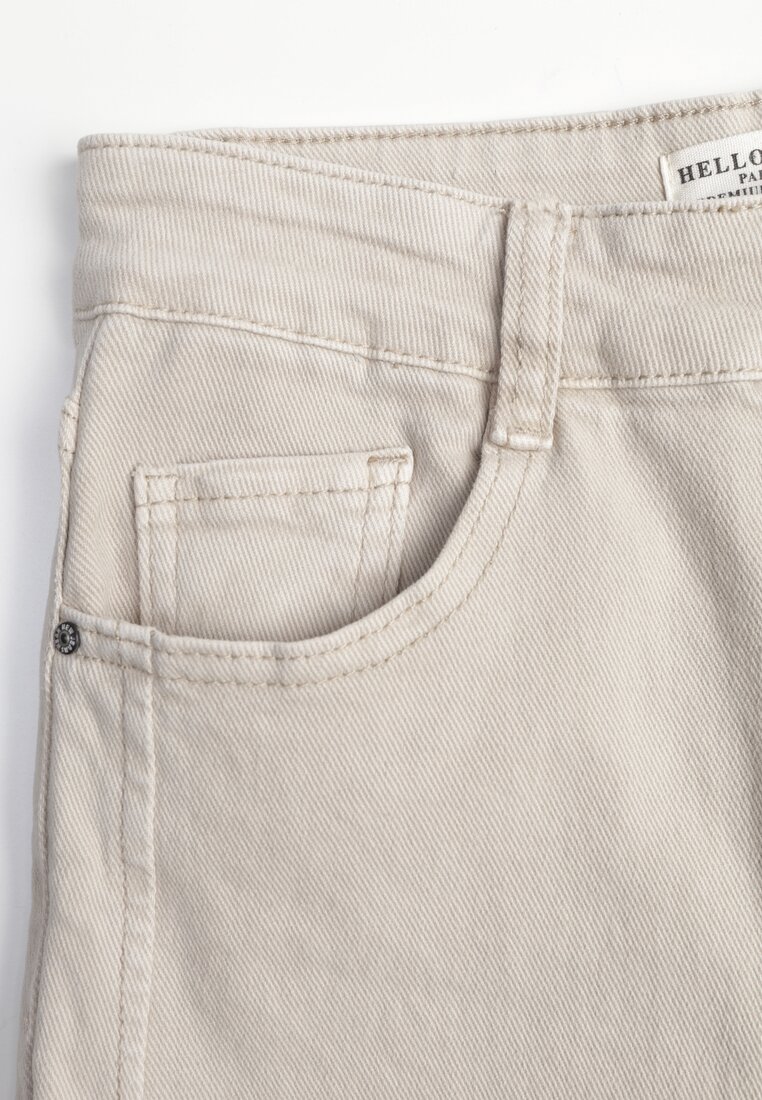 Beżowe Jeansy Szerokie Phririope