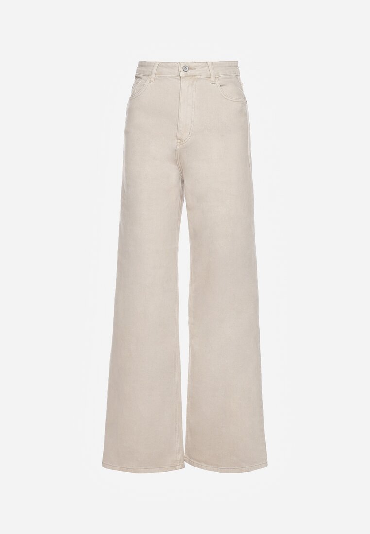Beżowe Jeansy Szerokie Phririope