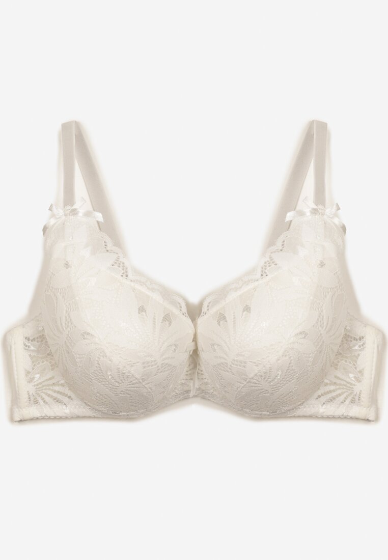 Sutien Bej Deschis cu Dantelă Efect Push-Up Decorat cu Dantelă Aritsavia