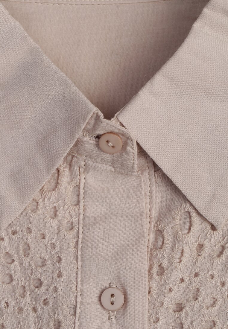 Rochie Cămașă Bej Din Dantelă Din Bumbac Felicema