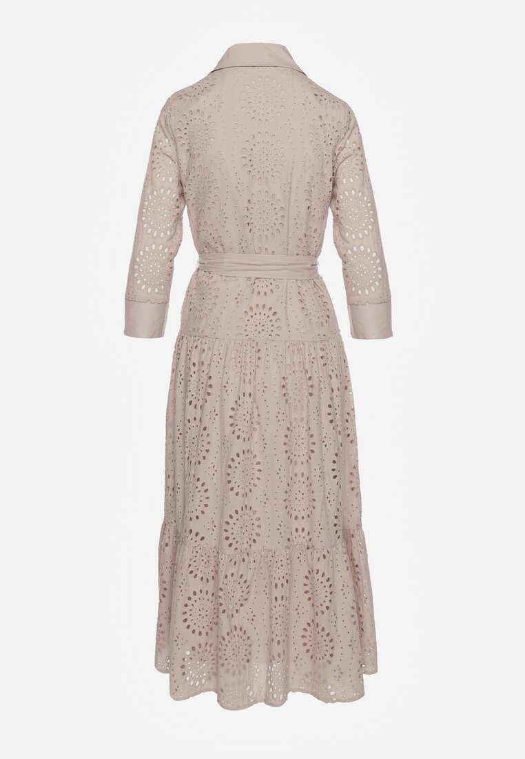 Rochie Cămașă Bej Din Dantelă Din Bumbac Felicema