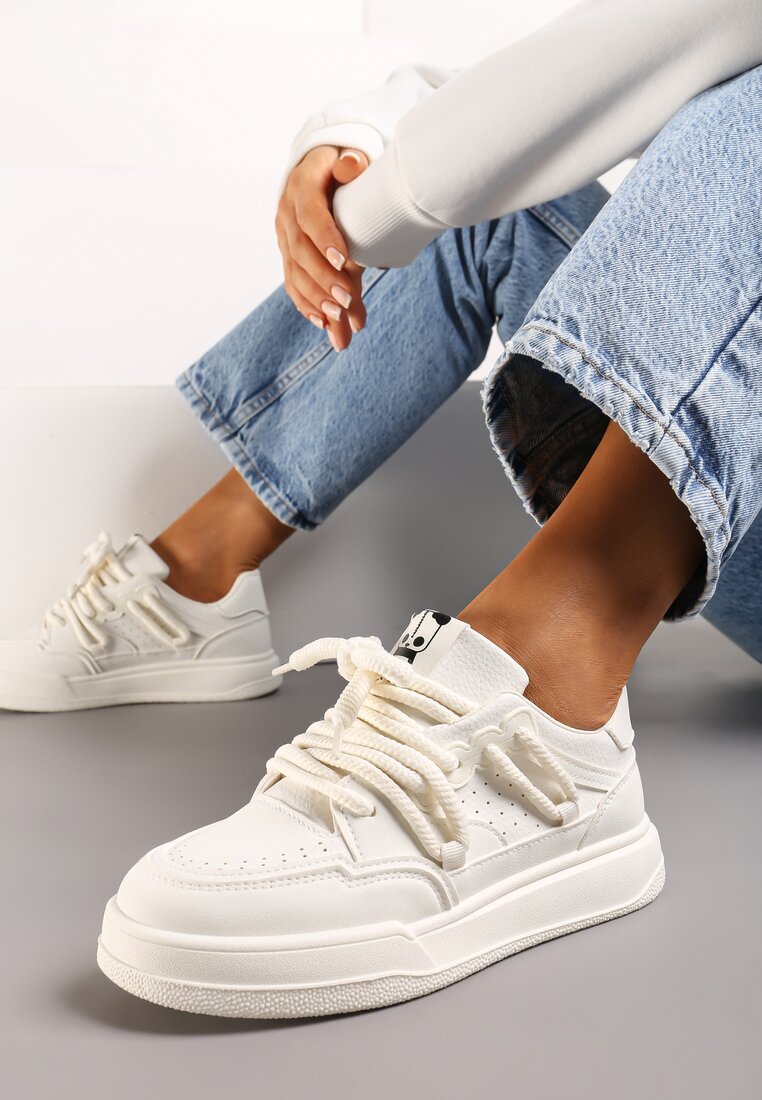 Sneakers bej cu imprimeu panda și șireturi late Wannia