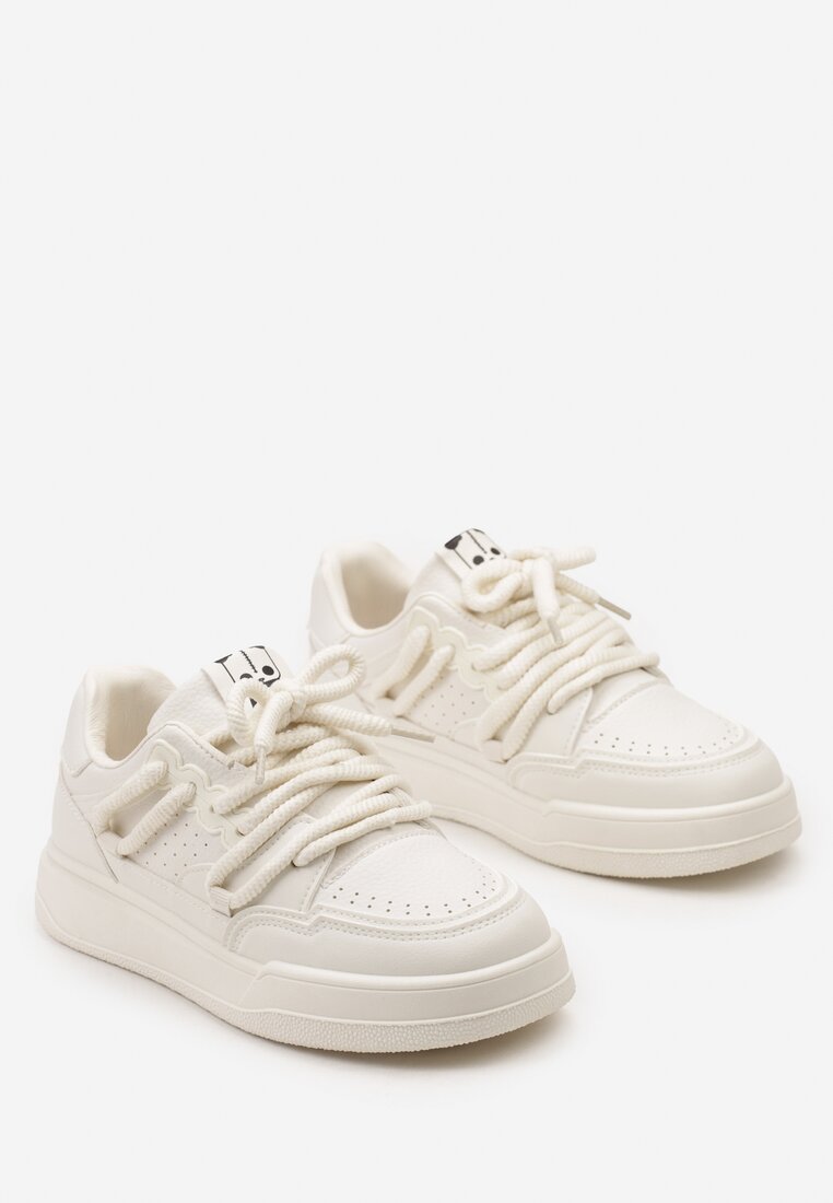 Sneakers bej cu imprimeu panda și șireturi late Wannia