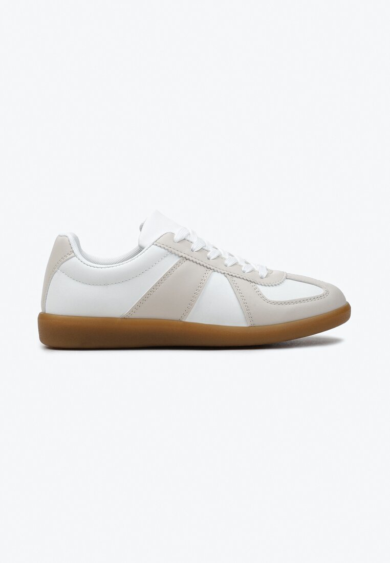 Sneakers Teniși bej-albi cu cusături decorative Sumina