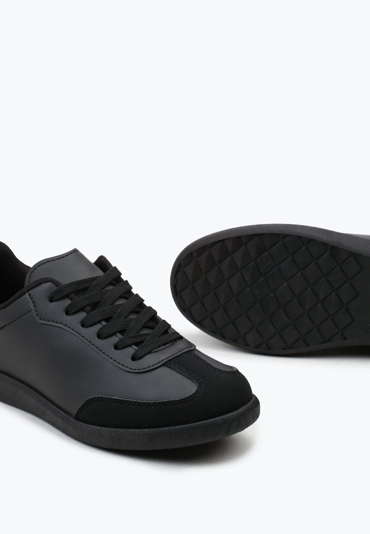 Czarne Sznurowane Sneakersy Klasyczne z Cholewką przed Kostkę Laeltia
