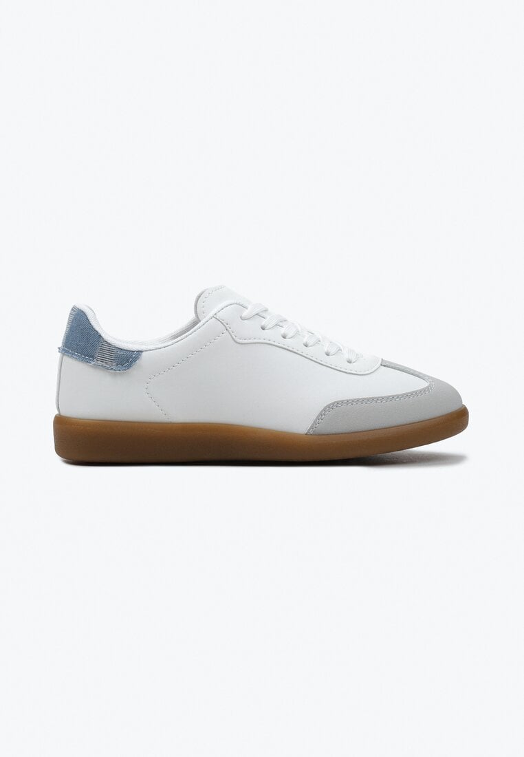 Biało-Niebieskie Sznurowane Sneakersy Klasyczne z Cholewką przed Kostkę Laeltia