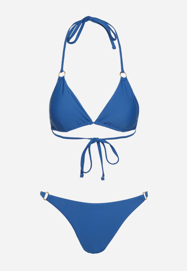 Niebieskie Bikini 2-Częściowe Majtki Figi i Biustonosz Wiązany na Plecach Calix