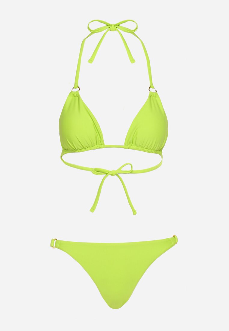Zielone Bikini 2-Częściowe Majtki Figi i Biustonosz Wiązany na Plecach Calix