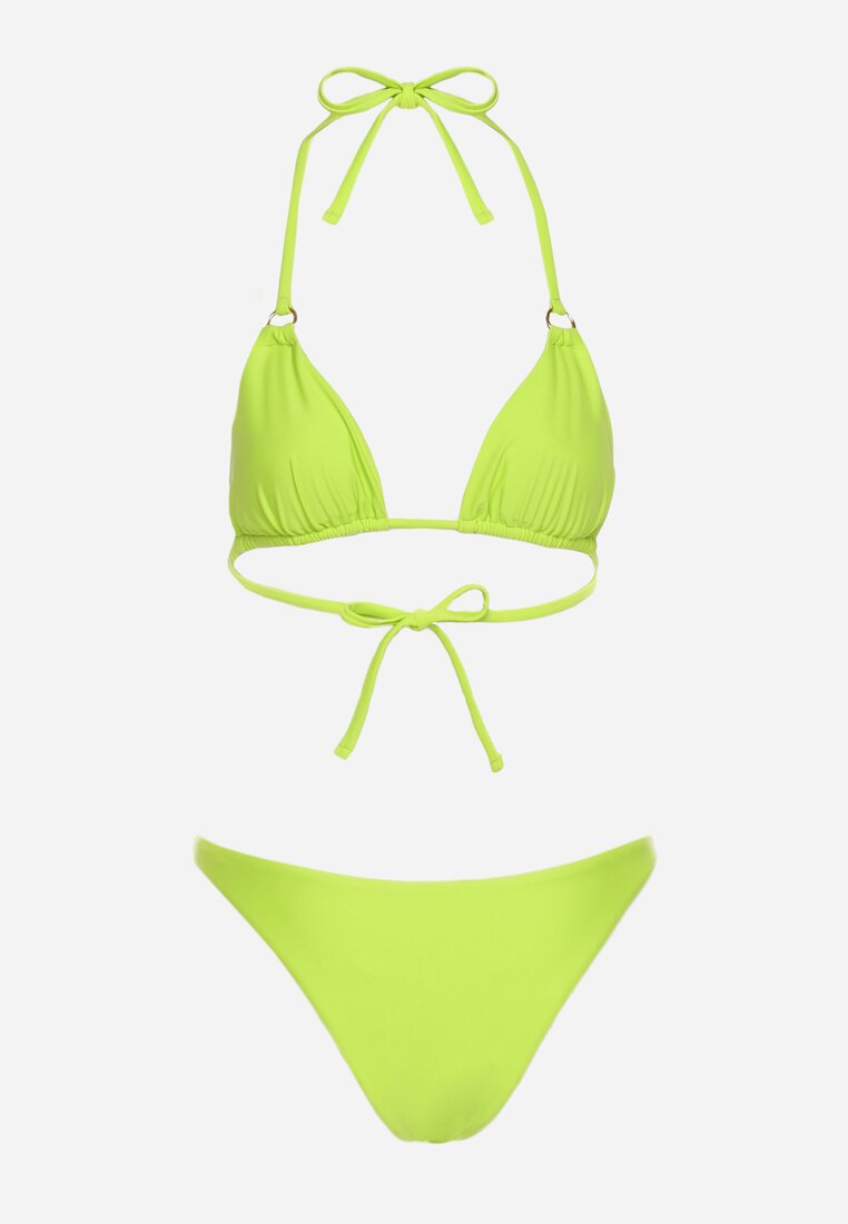 Zielone Bikini 2-Częściowe Majtki Figi i Biustonosz Wiązany na Plecach Calix