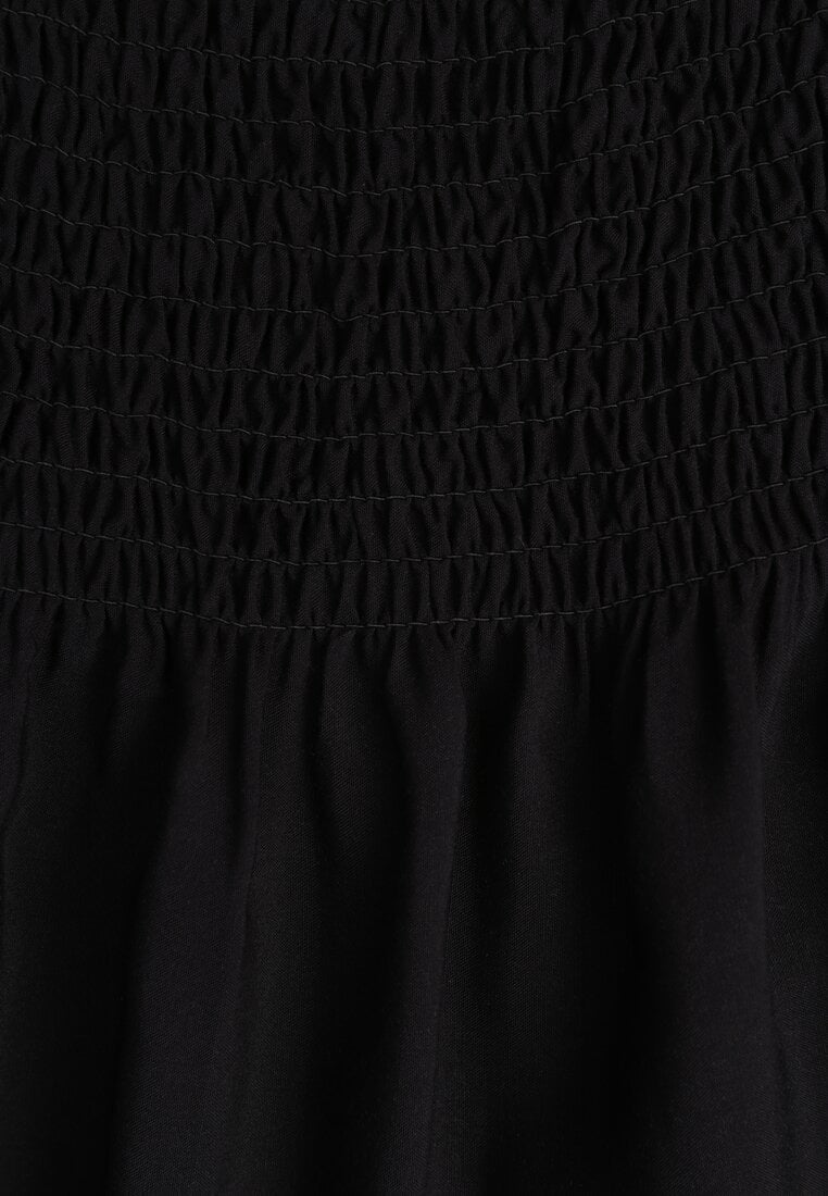 Rochie Neagră de Vară din Bumbac tip Spaniolă cu Volane Lorania