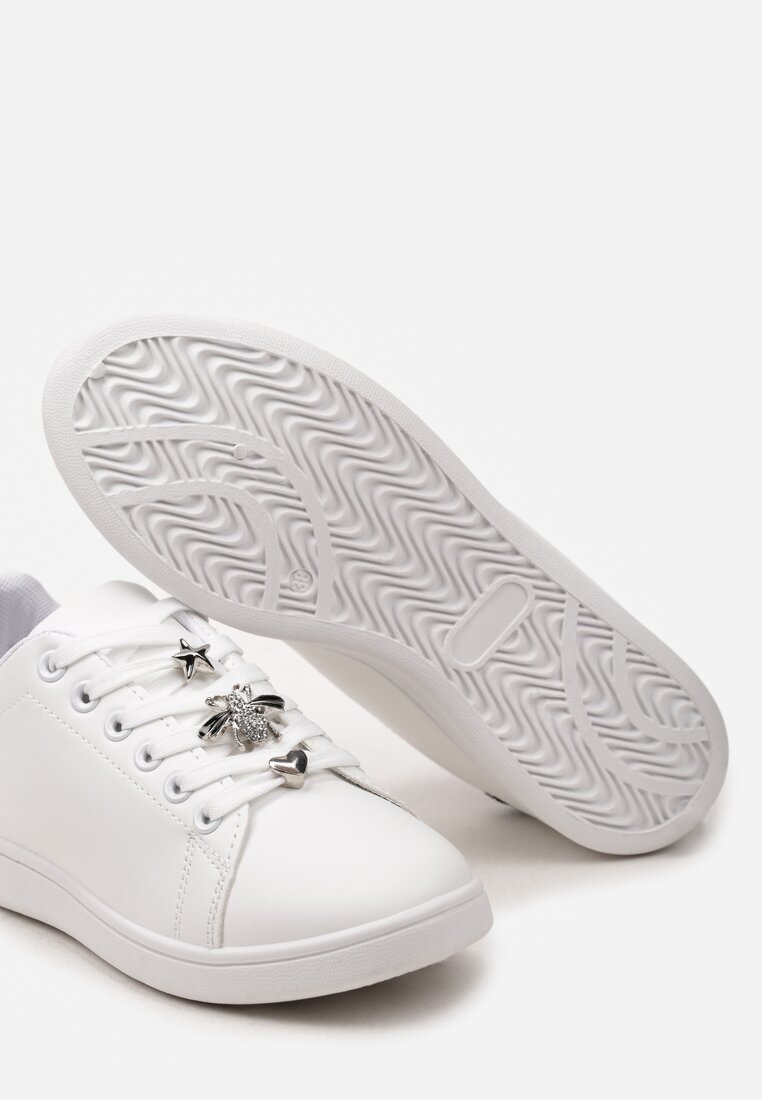 Biało-Czarne Sneakersy z Metalicznymi Aplikacjami między Sznurówkami Viaprela