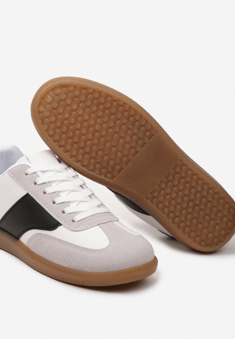 Biało-Czarne Sneakersy Tenisówki z Klasycznym Sznurowaniem Norio