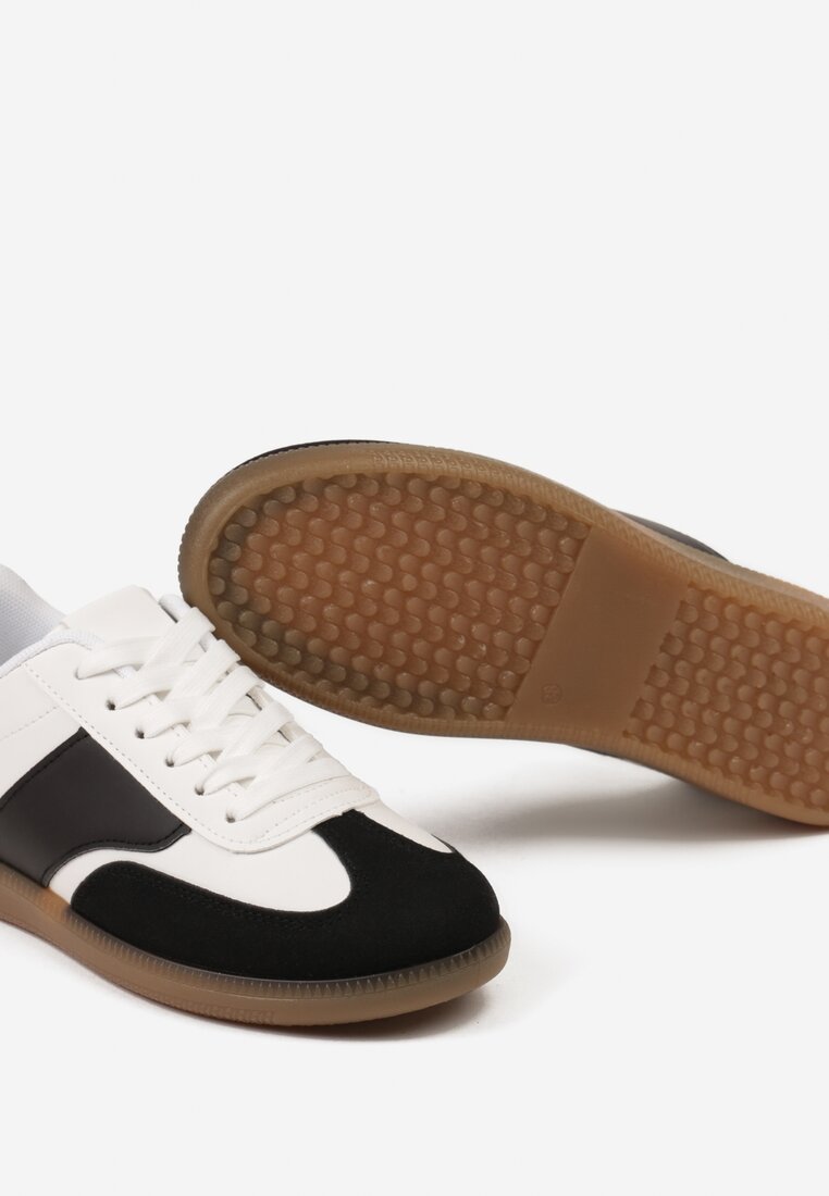 Czarno-Białe Sneakersy Tenisówki z Klasycznym Sznurowaniem Norio