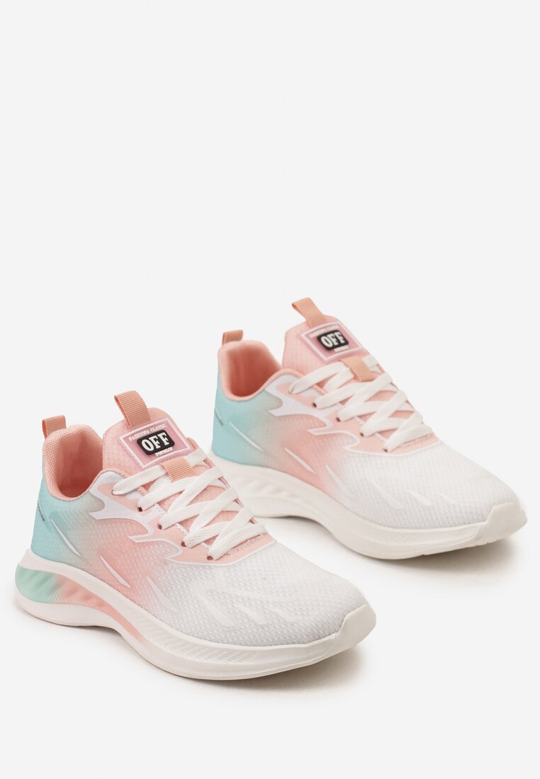 Biało-Różowe Buty Sportowe z Kolorowym Printem Ombre Pinaria