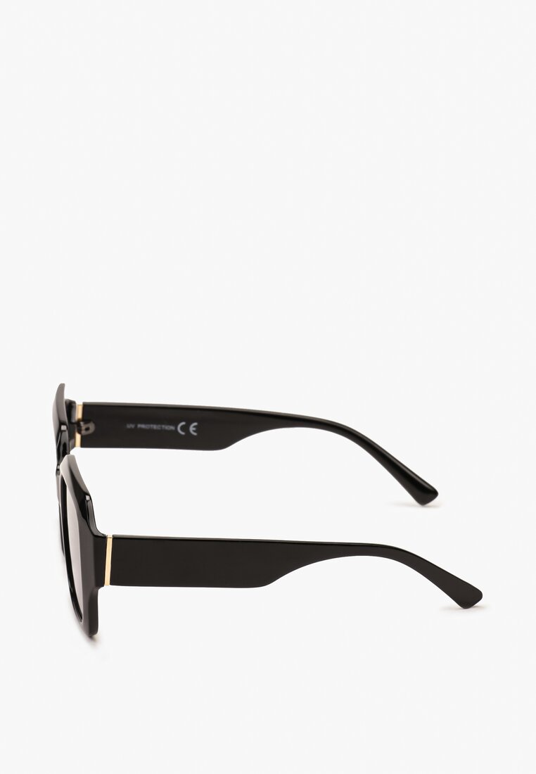 Czarne Kwadratowe Okulary Przeciwsłoneczne z Szerokimi Zausznikami Alectanha