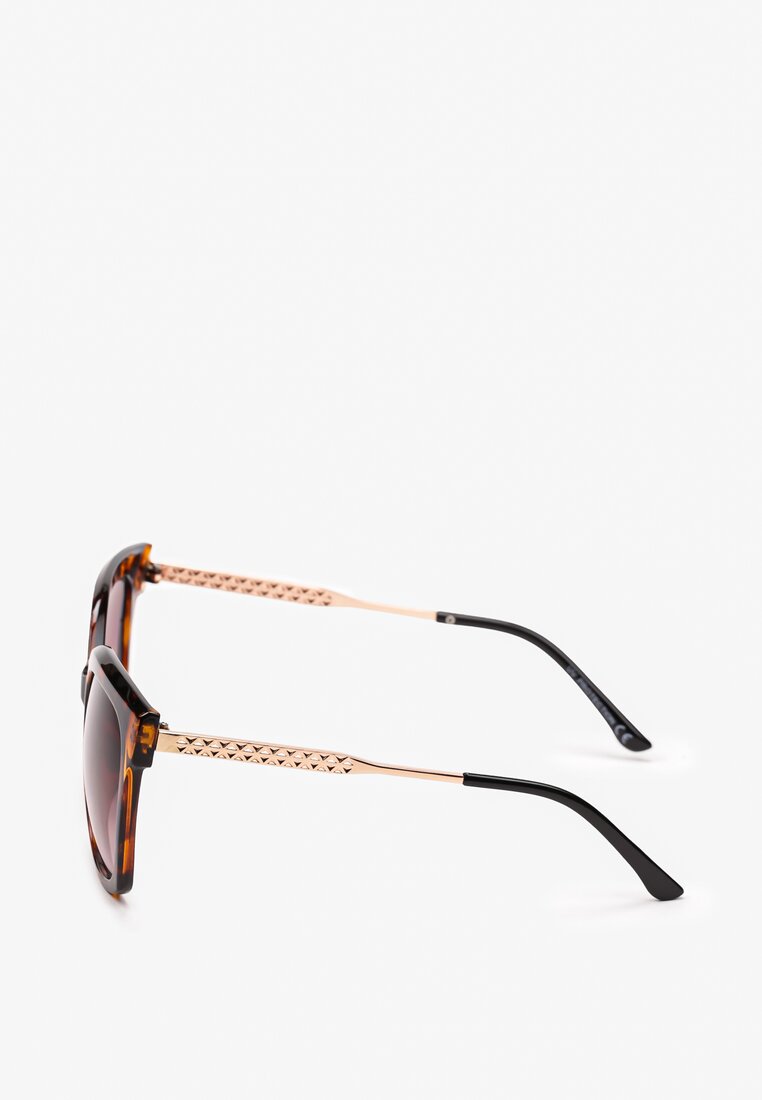 Brązowe Okulary Przeciwsłoneczne o Klasycznym Fasonie z Ozdobnymi Oprawkami Aneoa