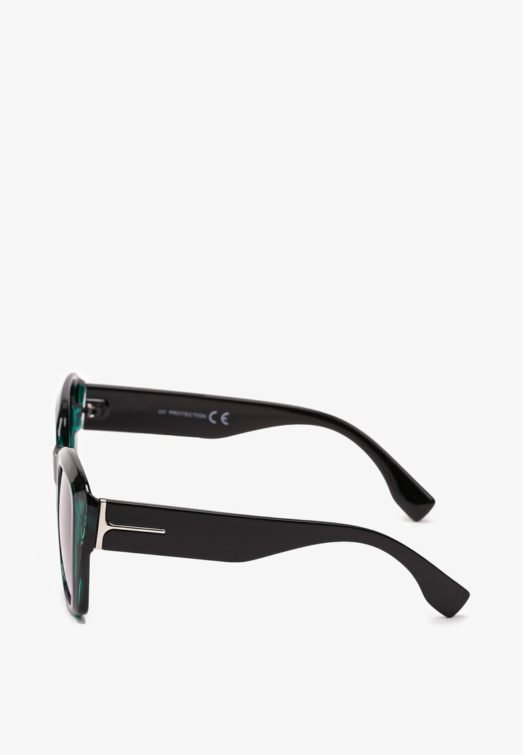 Zielono-Czarne Okulary Przeciwsłoneczne w Typie Cat Eye Fetella