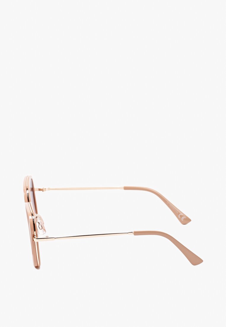 Beżowe Okulary Przeciwsłoneczne o Kwadratowym Fasonie Clarilia
