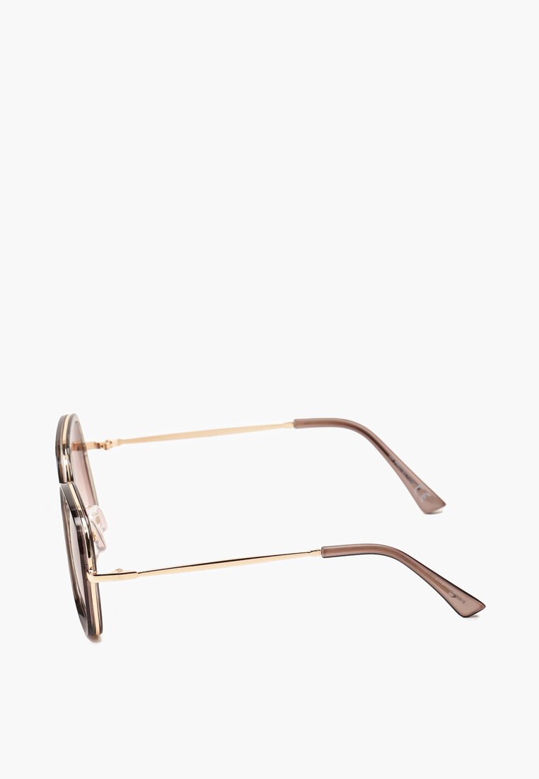 Jasnobrązowe Okulary Przeciwsłoneczne o Kwadratowym Fasonie Clarilia