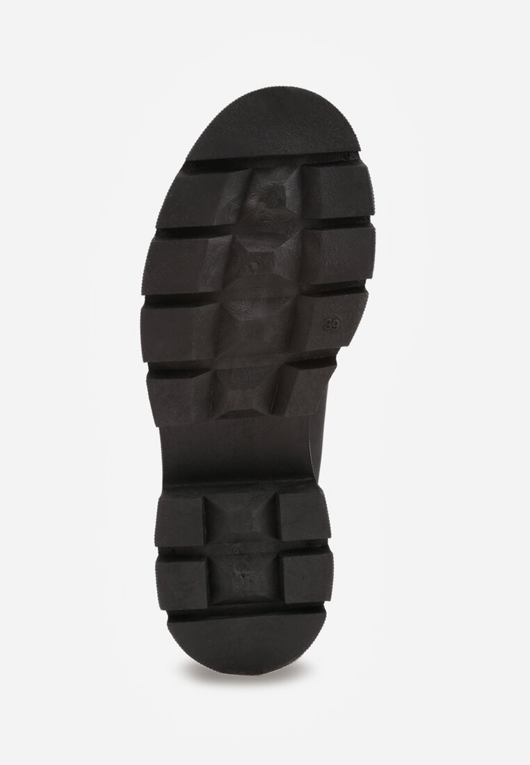 Mocasini negri cu talpa groasa in culoarea tijei cu catarama Rosarose